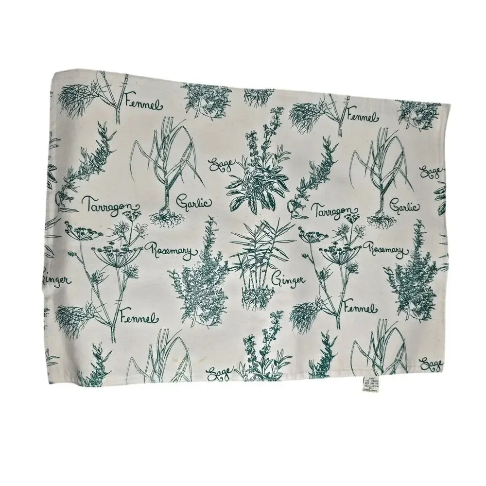 Vintage 1993 Kismet Cotton Placemats Set of 4 Botanical Herb Garden Cottagecore